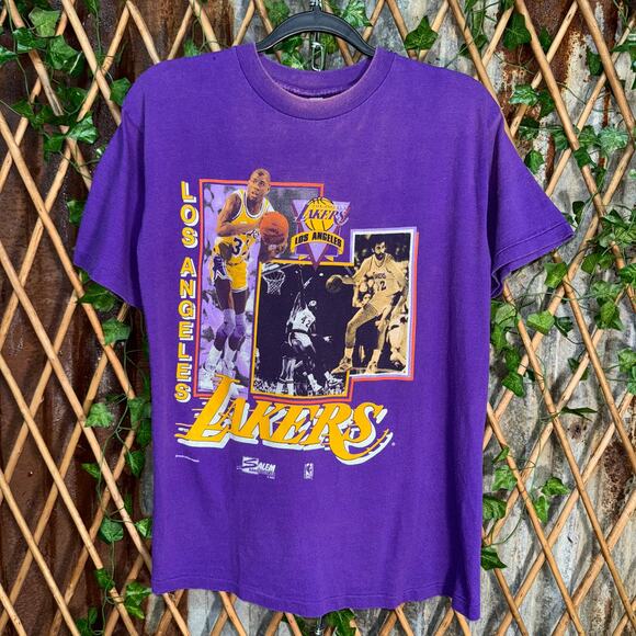 Vintage 1990s Los Angeles Lakers faded salem magic T-shirt - Picture 1 of 4